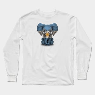 Baby Elephant with Glasses and Argentine Flag Long Sleeve T-Shirt